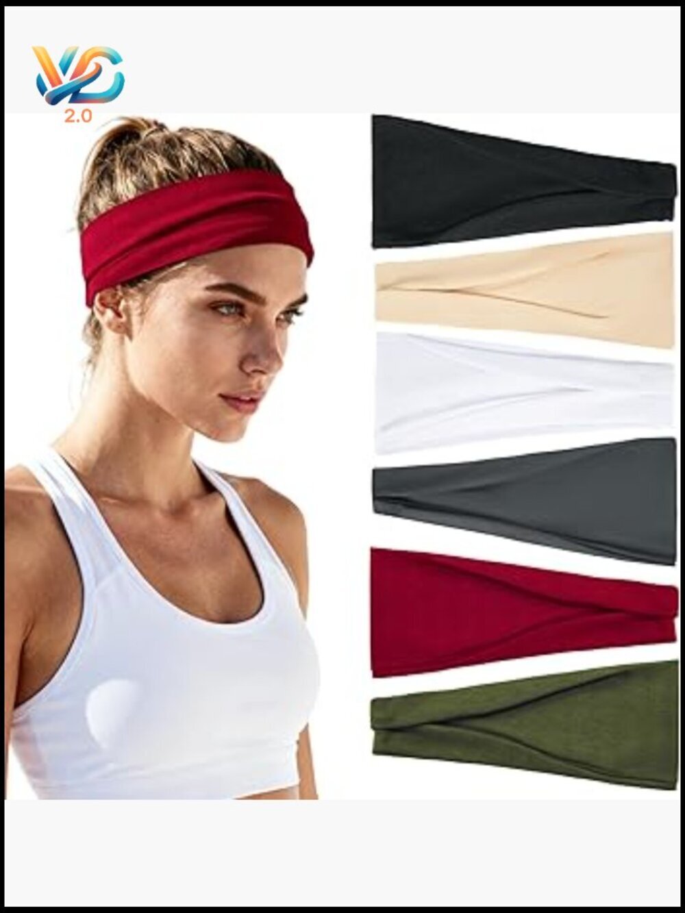 Non-Slip Workout Hair Bands 6 Pack Stretchy Athletic Soft Sweatbands Yoga